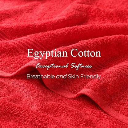 Superior Egyptian Cotton 3-Piece Towel Set, Assorted Towels for Home Bathroom, Master, Guest Bath, Decor Essentials, Includes 1 Bath, 1 Hand, 1 Face Towel/Washcloth, Quick Dry, Absorbent, Red