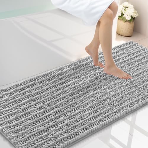 Smiry Bathroom Rugs 59X24, Extra Soft Rubber Backing Chenille Bath Mats
