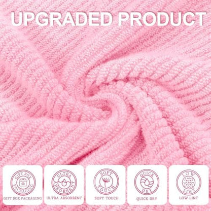 VOOVA & MOVAS 3PC Towel Set, 100% Cotton, Pink