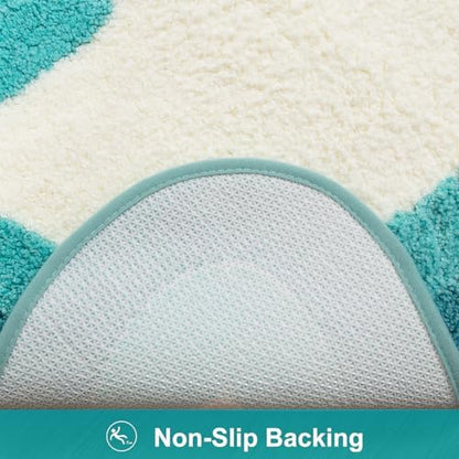 HAOCOO Irregular Shape Bathroom Rug Runner, 18x47 inch Soft Aqua Gradient Non Slip Bathtub Mat,Microfiber Washable Runner Rug Room Decor Aesthetic Carpet for Doormat Tub Bedside Bathroom Decor