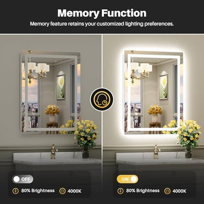 Briivue 36x36 Inch Inch LED Bathroom Mirror with Lights, Front and Backlit