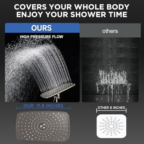 Veken Starlight 11.8" High Pressure Shower Head with Handheld, Easy Install