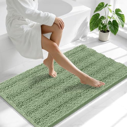 Smiry Thick Chenille Large Bathroom Runner Rugs 40x24, Bath Mat, Sage Green