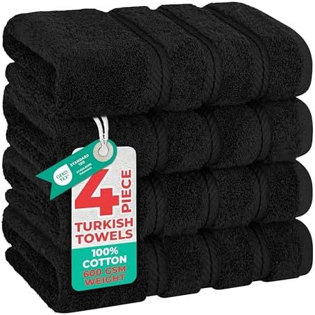 American Soft Linen 100% Cotton Luxury Turkish Towels, 4 PC Hand Towel Set