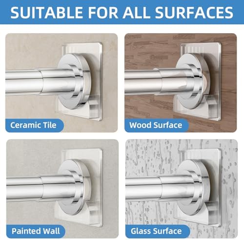 CorkLatta Chrome Adjustable Shower Curtain Rod 32 to 92 inch with 2 Holders