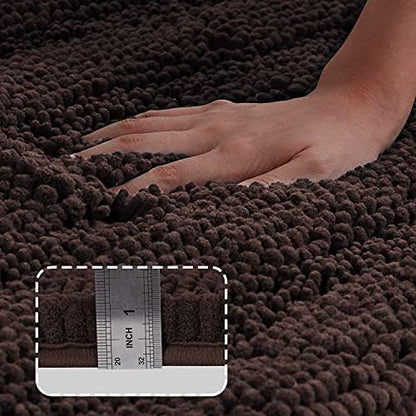 Turquoize Chenille Bath Rugs Shaggy Bathroom Rugs Non Slip Bath Mat for Bathroom 24 x 36 Brown Bath Rug for Bath Room Extra Soft and Absorbent Area Rug, 24"x 36", Brown
