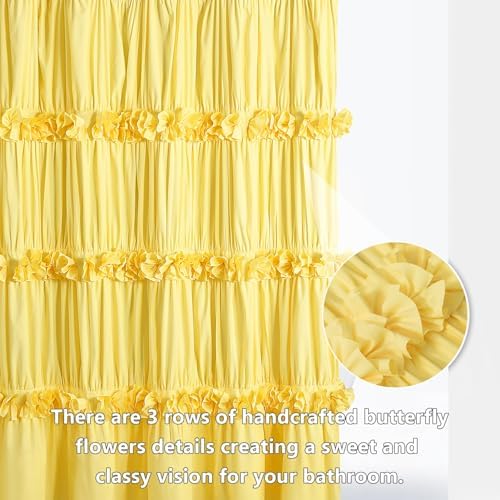 Homechoice Decor Bright Yellow Shower Curtain with 12 Buttonholes