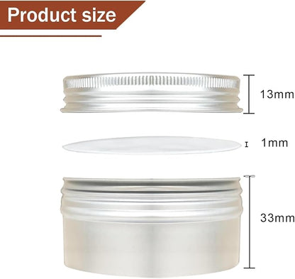 3 oz Tins with Lids, 40 Pack Aluminum Jars 3 oz Tin Salve Tins Refillable Containers With Screw Top and Labels for Salve,Candle,Spices or Balms(Silver)