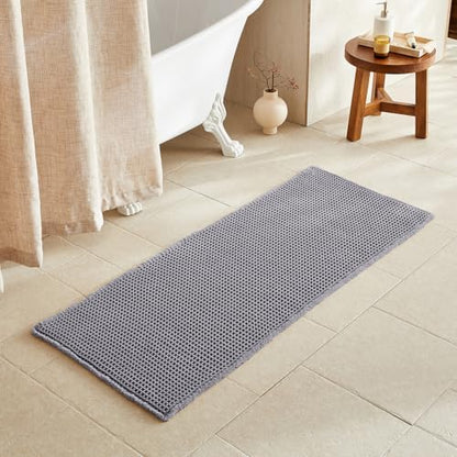 TYUU Waffle Runner Rug Bathroom, Long Boho Bath Mat, 60x24 Grey