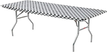 Kwik-Covers 8' Rectangle Plastic Table Covers 30" x 96", Bundle of 5 (Black and White Check)