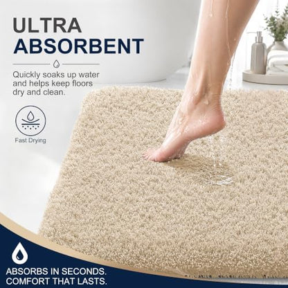 OLANLY Microfiber Large Bathroom Rugs 40x32, Soft Absorbent Bath Mat, Sand