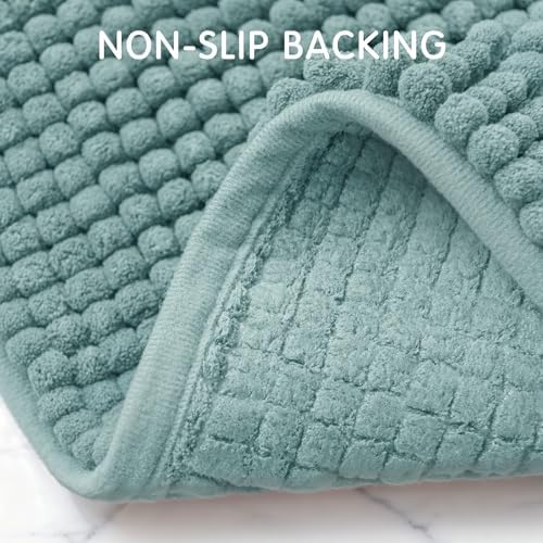 SUBRTEX Bathroom Rugs, 24" x 36" Chenille Bath Rug Soft Short Plush Bath Mat Soft Shower Mat Water Absorbent Shower Mat Quick Dry Machine Washable, Light Green