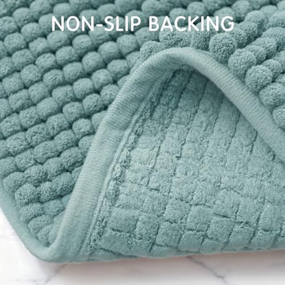 SUBRTEX Bathroom Rugs, 24" x 55" Chenille Bath Rug Soft Short Plush Bath Mat Soft Shower Mat Water Absorbent Shower Mat Quick Dry Machine Washable, Light Green