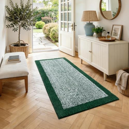 48x24 Bathroom Rugs Non Slip Washable, Soft Absorbent Bath Mat Dark Green