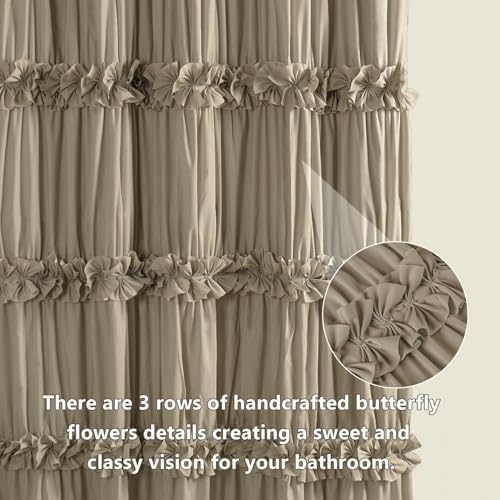 Homechoice Decor Taupe Ruffle Shower Curtain 72" W x 72" H