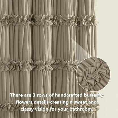 Homechoice Decor Taupe Ruffle Shower Curtain 72" W x 72" H