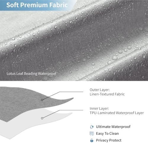 Extra Long Fabric Shower Curtain with Waterproof Layer,72x84,Grey