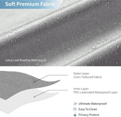 Fabric Long Shower Curtain with Waterproof Layer,72x78,Grey