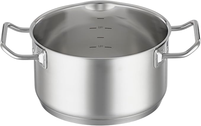 Rösle EXPERTISO Cookware Collection 7.9 in. Stainless Steel High Casserole Pot with Glass Lid