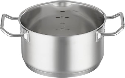 Rösle EXPERTISO Cookware Collection 7.9 in. Stainless Steel High Casserole Pot with Glass Lid
