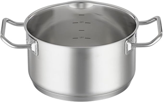 Rösle EXPERTISO Cookware Collection 7.9 in. Stainless Steel High Casserole Pot with Glass Lid