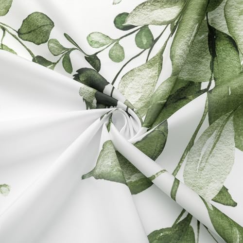 Gibelle Olive Green Eucalyptus Shower Curtain, Floral Print, 36x72