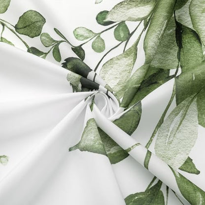 Gibelle Olive Green Eucalyptus Shower Curtain, Floral Print, 72x78