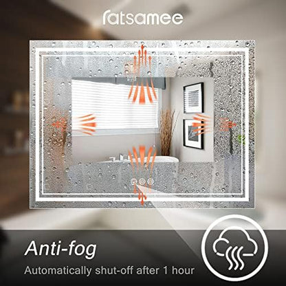 Ratsamee 40"x32" LED Bathroom Mirror with Lights, Backlit + Front Lit