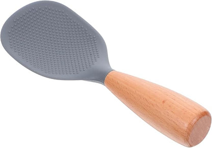 MAGICLULU Silicone Wooden Rice Paddle Kitchen Utensils Cooking Ladle Handle (Grey)