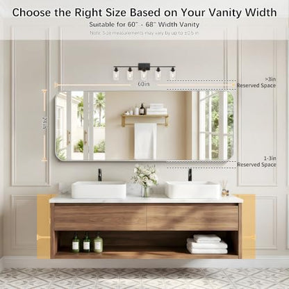 DESBING 60"x24" Bathroom Mirror for Over Sink, Silver Framed Wall Mirror