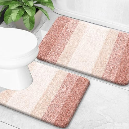 OLANLY Micorfiber Bathroom Rug Set 2 Piece, 30"x20"+U-Shaped 24"x20"