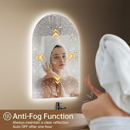 20"x30" Arched LED Lighted Bathroom Mirror with Lights