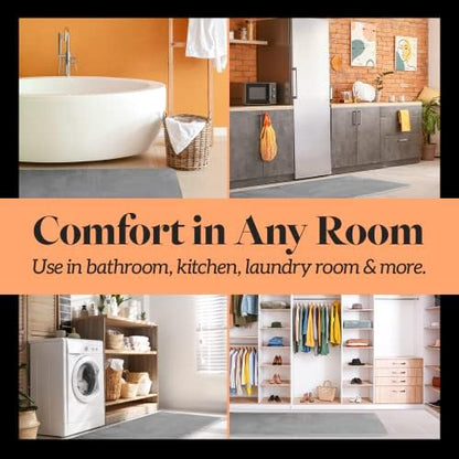 Memory Foam Bath Mat Non Slip Absorbent Super Cozy Velvet Bathroom Rug Carpet (72 inches X 24 inches, Grey)