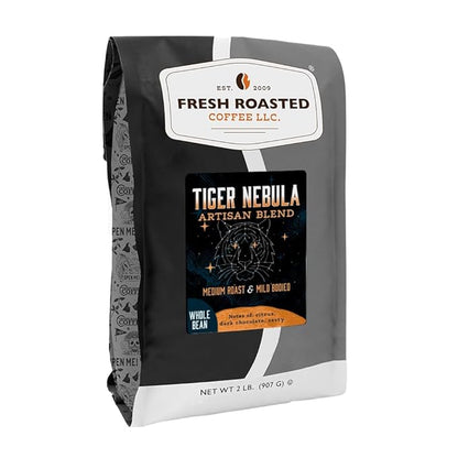 Fresh Roasted Coffee, Tiger Nebula Whole Bean Coffee, Medium Roast, Kosher, 2 lb (32 oz)