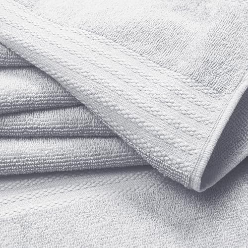GLAMBURG Premium Cotton Oversized 2 Pack Bath Sheet 35x70-100% Pure Cotton - Ideal for Everyday use - Ultra Soft & Highly Absorbent - Machine Washable - Light Grey