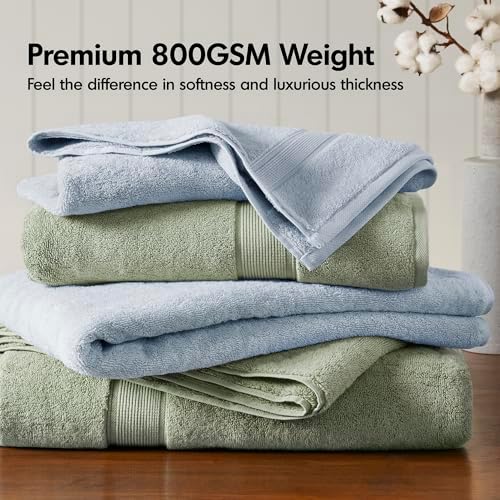 Madison Park 800GSM 100% Cotton Bathroom Bath Towel Set of 8, Light Blue