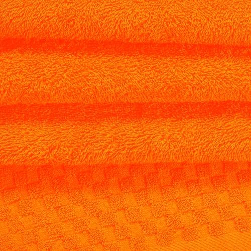 MyOwn Ultra Soft 3 Pack Cotton Towel Set, Contains a Bath Towels 28x55 inch, a Hand Towels 16x24 inch & a Wash Coths 12x12 inch, Ideal Everyday use, Compact & Lightweight - Orange