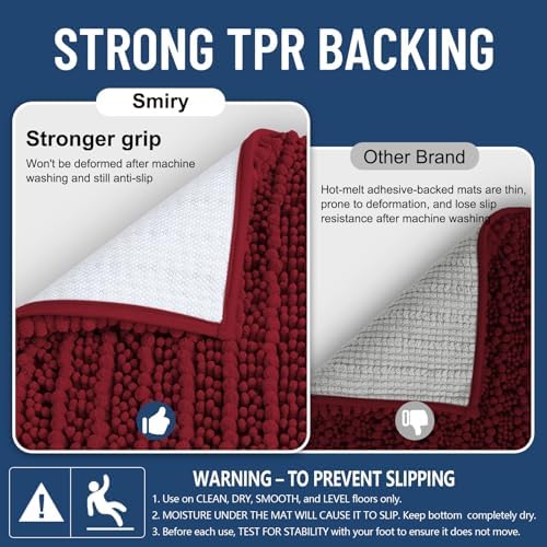 Smiry Bathroom Rugs 40X32, Extra Soft Rubber Backing Chenille Bath Mats