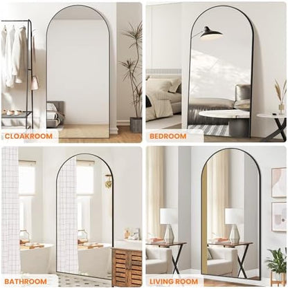 Arched Full Length Mirror, 75"x35" Standing Body Mirror for Wall, Black