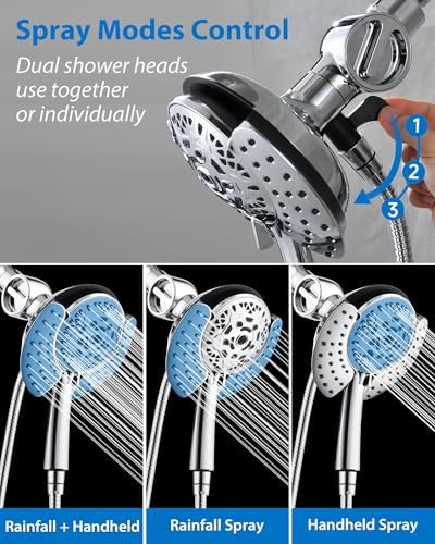 INAVAMZ 2 in 1 Shower Head with Handheld Combo High Pressure Chrome 2.5 GPM