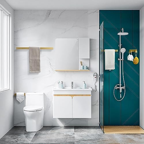 4-Piece Modern Gold Bathroom Hardware Accessories Set - Towel Bar & Holder, Stainless Steel, Wall Mounted, 23.6 Inch