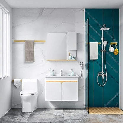 4-Piece Modern Gold Bathroom Hardware Accessories Set - Towel Bar & Holder, Stainless Steel, Wall Mounted, 23.6 Inch
