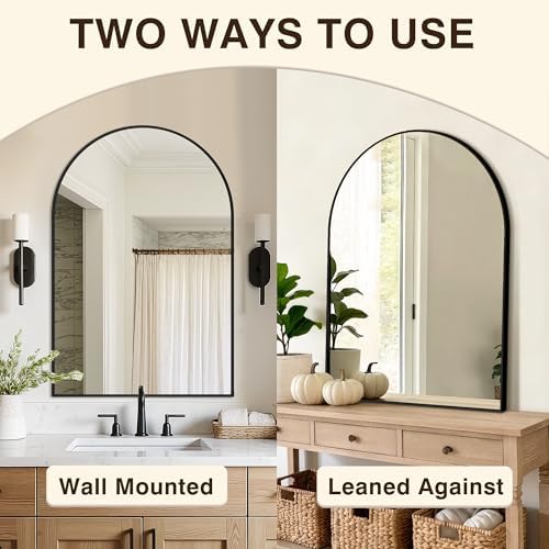 Arched Bathroom Vanity Mirror for Over Sink, 2 Pack 36”x24”, Black