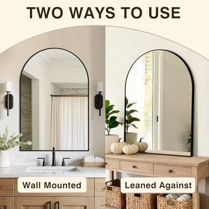 Arched Bathroom Vanity Mirror for Over Sink, 2 Pack 36”x24”, Black