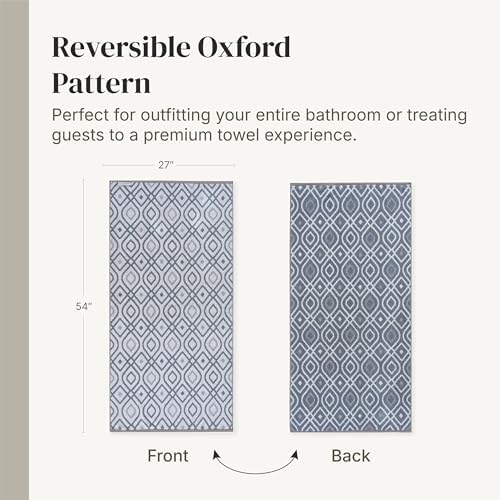 Modern Threads 6 Piece Bath Towel Set – Bathroom Set with 2 Bath Towels, 2 Hand Towels, and 2 Wash Cloths – 100% Cotton, Super Absorbent & Extra Soft – Reversible Classic Diamond (Blue)