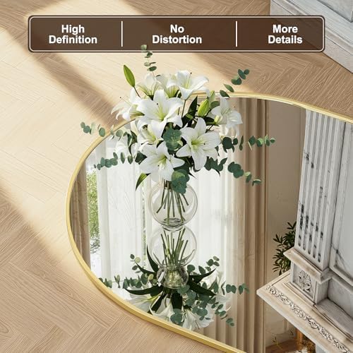 FICTOR 30" x 50" Arched Bathroom Vanity Mirror for Over Sink, Gold