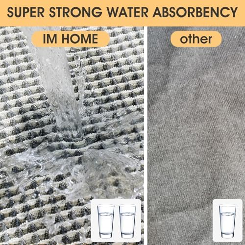 IM HOME Waffle Bath Mat Darkgrey & Cream 32"x20", Boho Woven Modern Bath Mat Rugs, Absorbent Non Slip Bathroom Rugs, Soft Washable Bath Rugs with Tassels for Bedroom, Kitchen, Shower, Tub