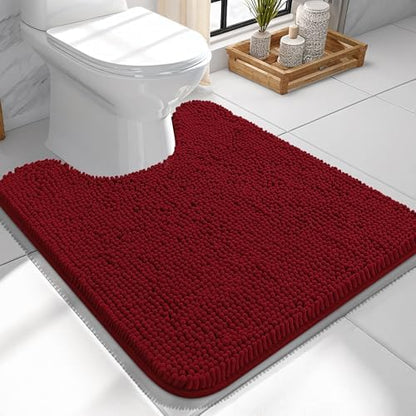 OLANLY Toilet Rugs U-Shaped 24x24, Soft Absorbent Chenille Contour Rugs