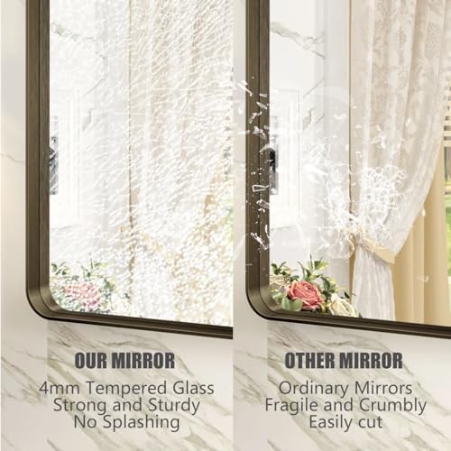 30x36 Inch Brushed Bronze Bathroom Wall Mirror