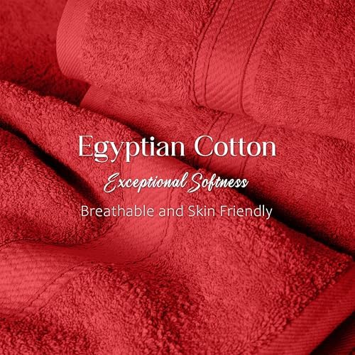 SUPERIOR Egyptian Cotton Ultra Plush & Absorbent, 12 Piece Set, Red